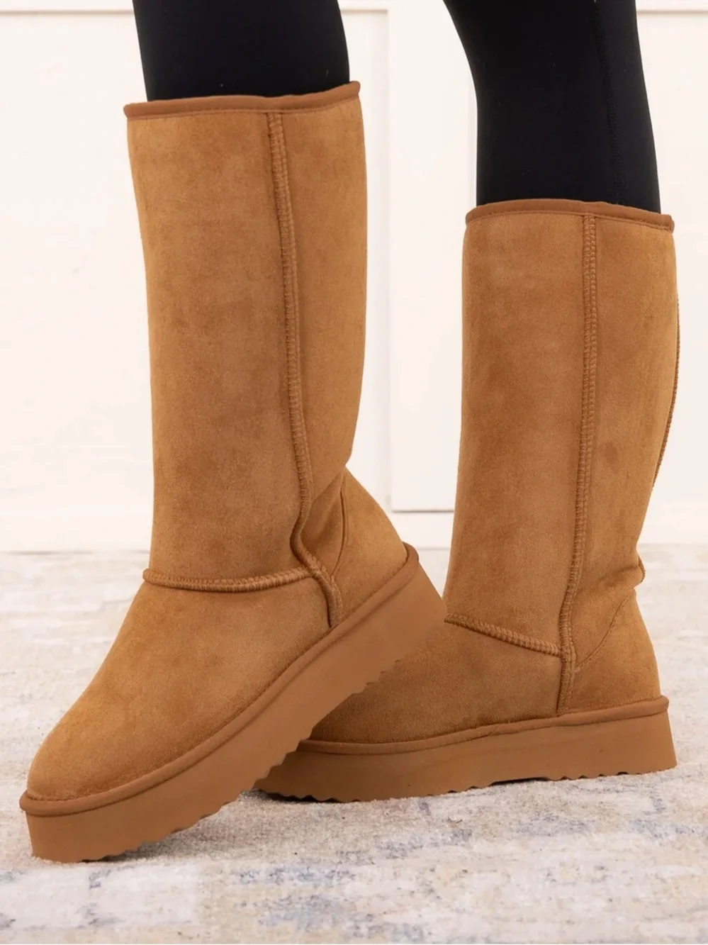 Chestnut Faux Fur Cuff Winter Boots - Women